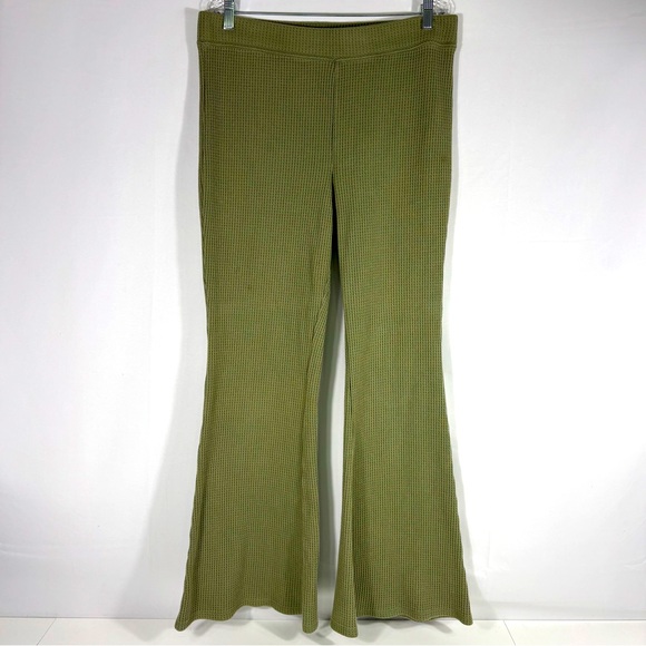 Aerie Sage Flare Knit Waffle Textured Pants Size XL Tall - Picture 1 of 9